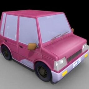 गुलाबी कार्टून कार 3डी मॉडल