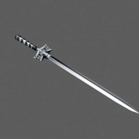 نموذج السيف الفولاذي الداكن ثلاثي الأبعاد