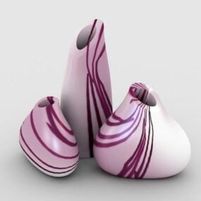 Dekoratives farbiges Keramikvasen-Set, 3D-Modell