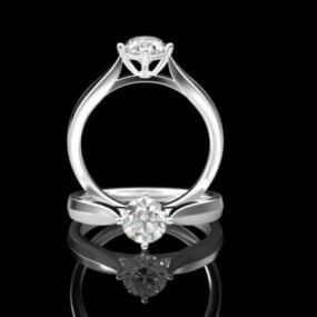 Diamond On Silver Ring 3d model