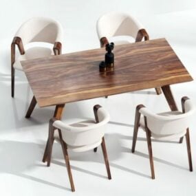 Mesa de comedor sillas modelo 3d moderno