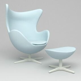 Cadeira de ovo com otomano Modelo 3d