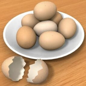 بيض على طبق نموذج ثلاثي الأبعاد