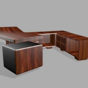مبلمان میز اداری چوبی مدل سه بعدی