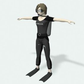 Scuba Diver Female Character 3d model