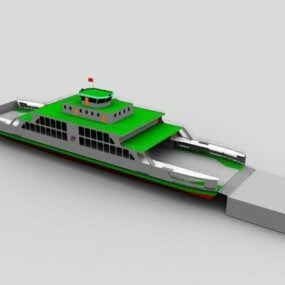 Low Poly Ferry Ship 3d model