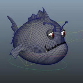 Fish Cartoon Animation Rig 3d model