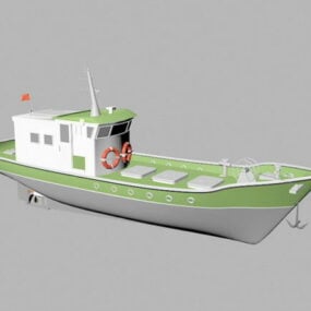 3D model rybářské lodi s vlečnou sítí