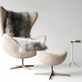 Fritz Hansen Egg Chair avec pouf modèle 3D