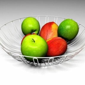 Fruits In Glass Basket 3d model