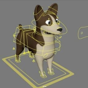 Sarjakuva koira Rigged 3d-malli