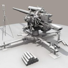 Ww2 Alman 88mm Topçu 3D modeli
