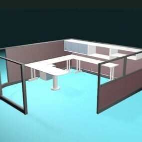 نموذج ثلاثي الأبعاد لوحدة حجرة المكتب الزجاجية