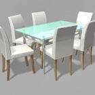 Glass Top Dining Room Furniture White Tone