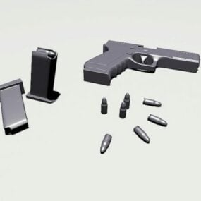 Arma Glock 19 com cartuchos Modelo 3D