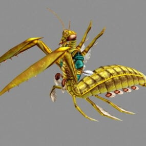 Gold Mantis Animated With Rig 3d model