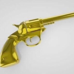 Model 3D złotego rewolweru