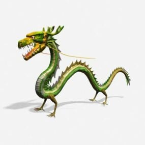 3D-Modell mit dünnem Körper des chinesischen Drachen