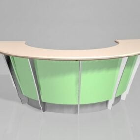 Curved Reception Desk Wood Top 3d model