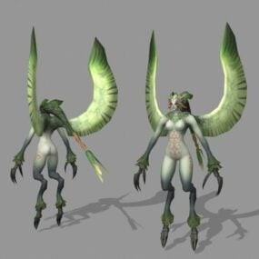 翼を持つハーピー悪魔3Dモデル