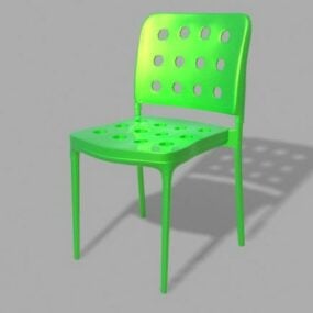 Classic Brown Wood Chair Table Set 3d model