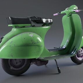 緑のベスパスクーターオートバイ3Dモデル