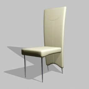 Cadeira de jantar com encosto alto estofado em couro modelo 3D