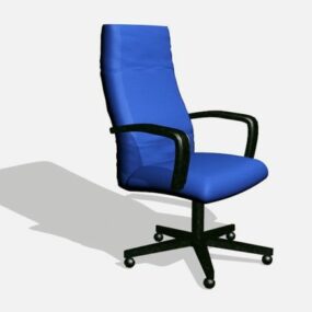 Chaise pivotante bleue à dossier haut modèle 3D