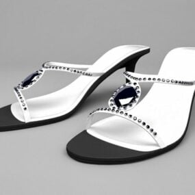 Sandálias brancas de salto alto Modelo 3D
