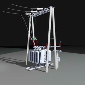 Modello 3d della stazione di trasformazione ad alta tensione
