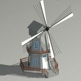 Modelo 3D do moinho de vento holandês