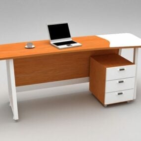 Office Work Desk With Storage Cabinet 3d model