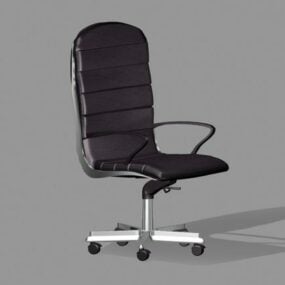Silla de oficina con ruedas, escritorio, cuero negro, modelo 3d