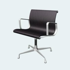 Bürodrehstuhl aus schwarzem Leder, 3D-Modell