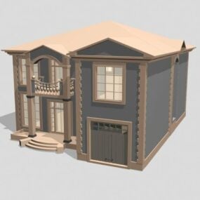 Detached House With Garage 3d model