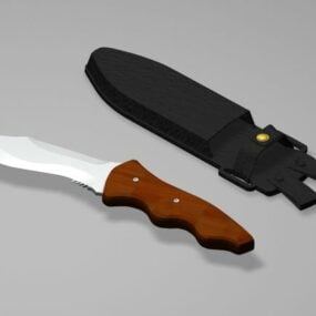 سكين صيد غمد أسود نموذج ثلاثي الأبعاد