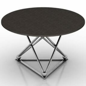 Mesa de comedor redonda industrial negra modelo 3d