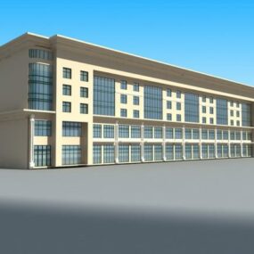 Modelo 3D de arquitetura industrial de prédio de escritórios