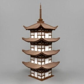 דגם תלת מימד של פגודה יפנית עתיקה