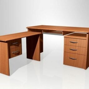 L Shaped Computer Desk Wooden Mdf 3d model