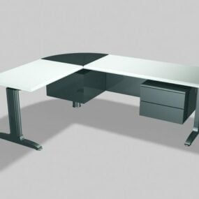 L-muotoinen Office Deks Workstations 3D-malli