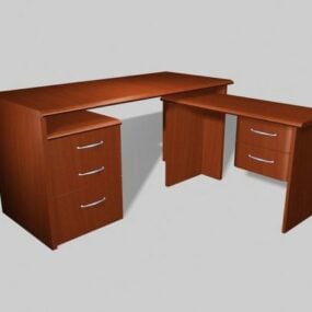 میز کار اداری L شکل با Storage مدل سه بعدی