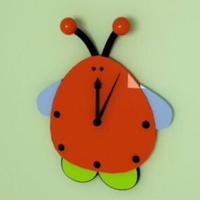 Horloge murale coccinelle enfant modèle 3D