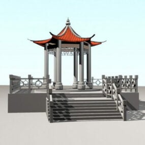 Ancient Outdoor Chinese Pavilion 3d model
