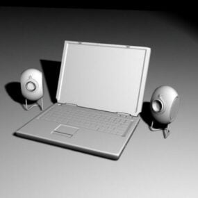 Laptop met luidsprekers 3D-model