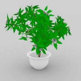 Green Leaves And Tree Branch 3d model