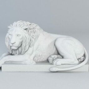 Posąg lwa w pozycji leżącej Model 3D