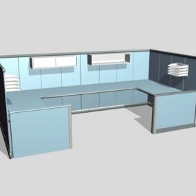 Model 3D kabiny biurowej w kształcie litery U