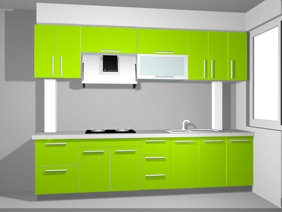 Diseño de gabinete de cocina verde