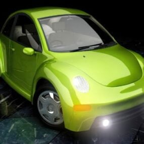 نموذج سيارة فولكس فاجن بيتل الخضراء ثلاثي الأبعاد